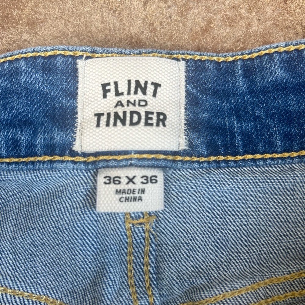 Flint and Tinder Stretch Selvedge Denim Straight Leg Jeans Light Wash 36x36 - Picture 5 of 11